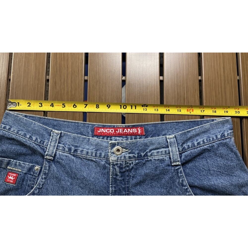 Rare JNCO denim shorts mens size size 38 Y2K dragon design embroidery baggy - Picture 8 of 14